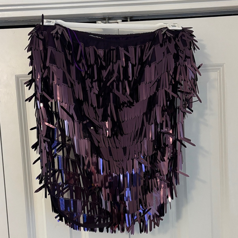 PrettyLittleThing Dark Purple Fringe Mini Skirt